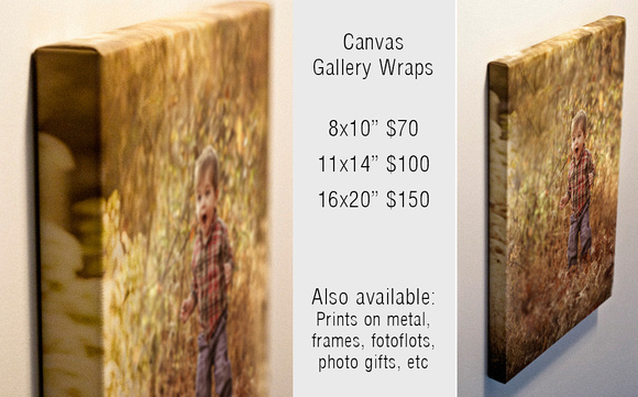 Canvas Gallery Wraps, $70-$150